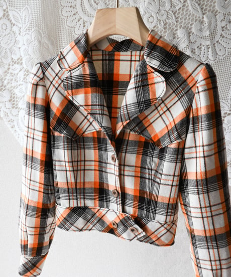【tiny yearn】1960~70's Check Cropped Jacket