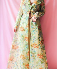 【tiny yearn】1970's Floral Sheer Maxi Dress Gown