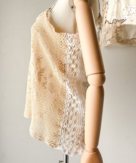 【Seek an nur】Vintage crochet patchwork cami