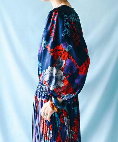 【tiny yearn】Diane Freis Pleated Maxi Dress