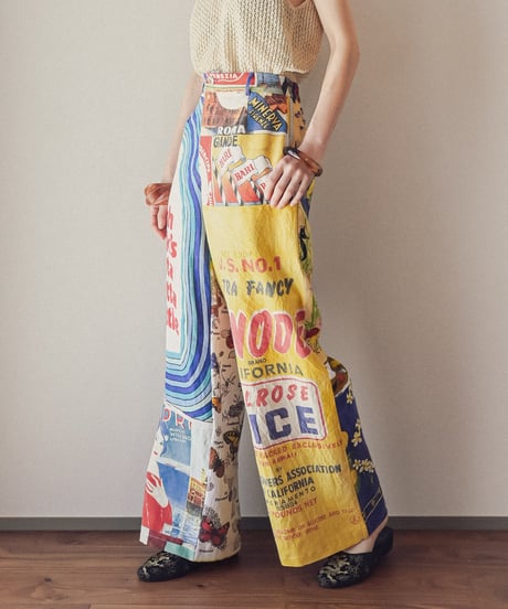 【curoam】Vintage tea towel patchwork pants