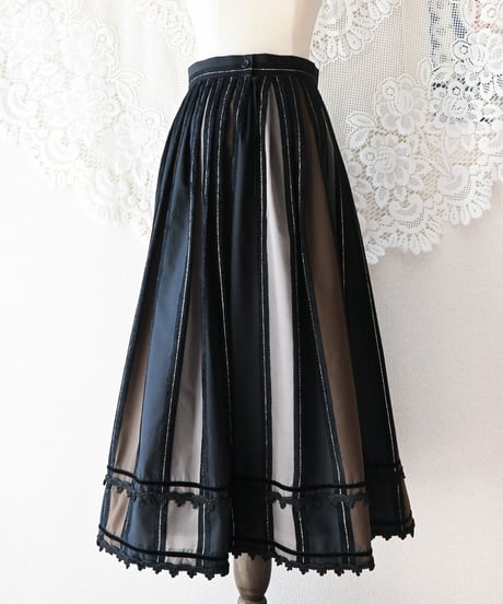 【Seek an nur】Euro Stripe Flare Skirt