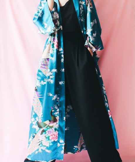 【tiny yearn】Vintage Printed Satin Chinese Long Gown