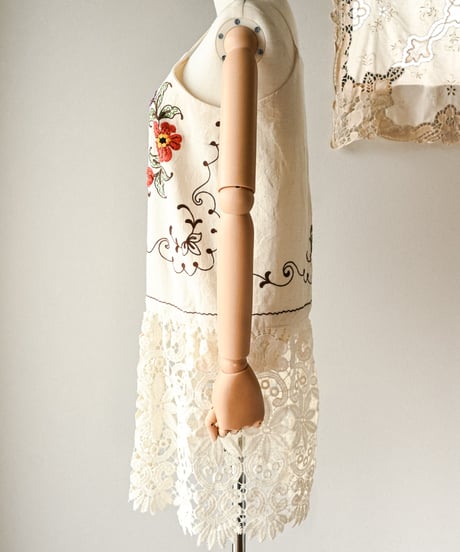 【Seek an nur】Vintage embroidery lace cami dress