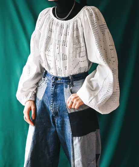 【Seek an nur】Romanian Vintage Crochet Folk Blouse