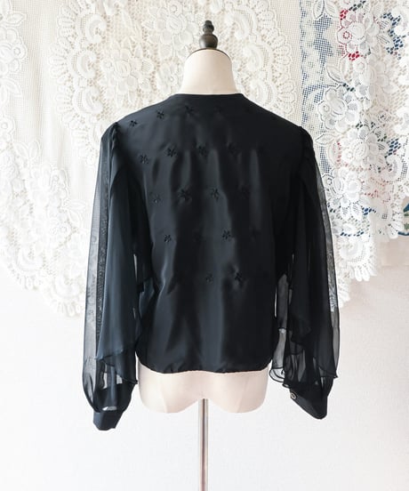 【Seek an nur】Italy Black Sheer Blouse