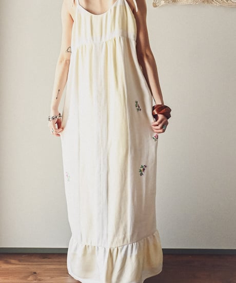 【Seek an nur】Vintage embroidered fabric cami dress