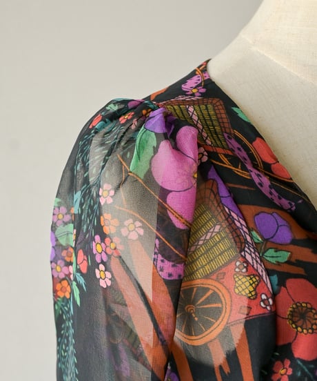 【tiny yearn】1970's euro floral sheer maxi dress