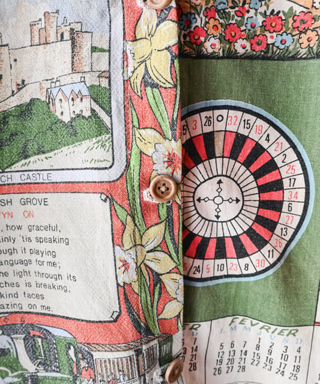 【curoam】Vintage tea towel patchwork shirt