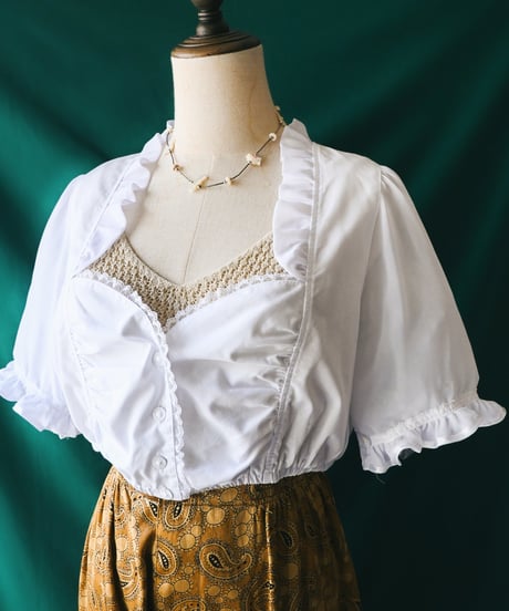 【Seek an nur】Euro Cropped Sheer Dirndl Blouse