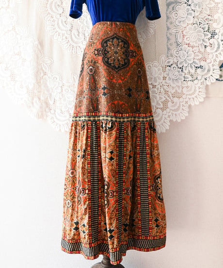 【tiny yearn】1970's Euro Exotic Wool Maxi Skirt