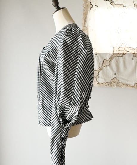 【Seek an nur】Euro Balloon Check Blouse