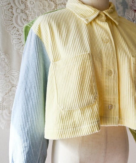 【tiny yearn】Multi Color Corduroy Cropped Shirt/Remake