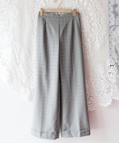 【Seek an nur】USA Glen Check Flare Slacks Pants