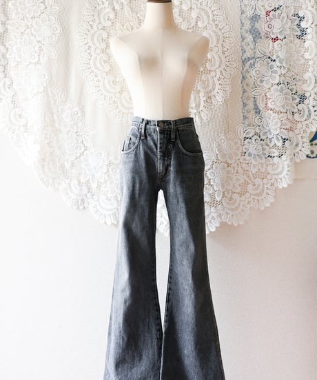 【Seek an nur】Black Flare Denim Pants
