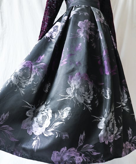 【Seek an nur】Euro Floral Satin Skirt