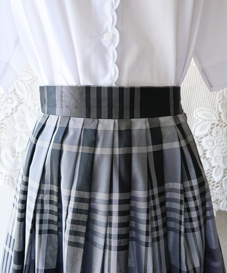 【Seek an nur】Euro Check Metallic Flare Skirt