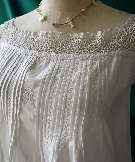 【Seek an nur】French Antique Cotton Night Blouse
