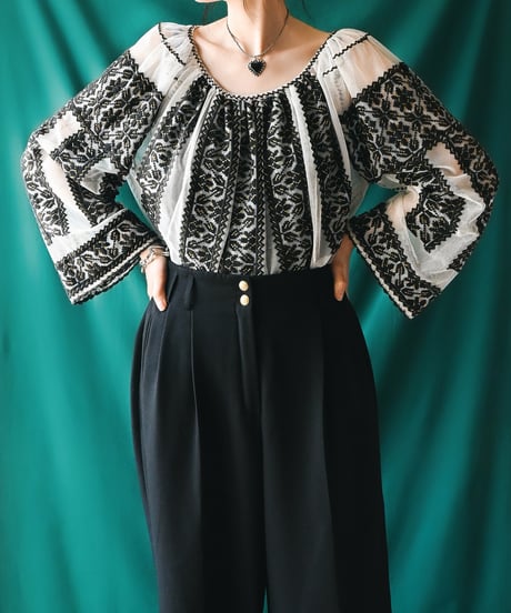 【Seek an nur】Romanian Vintage Beaded Tulle Blouse