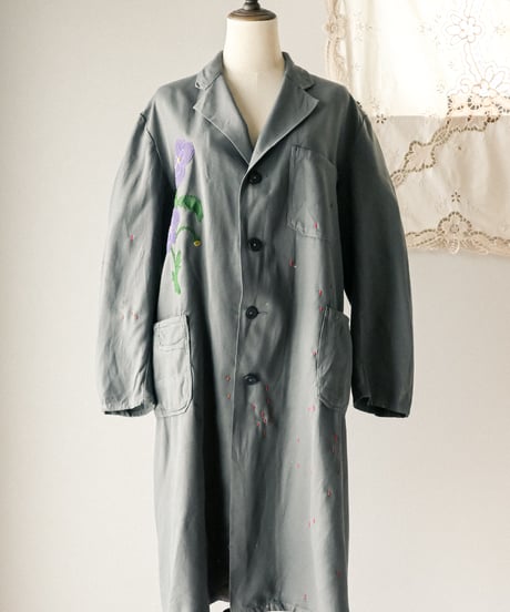 【tiny yearn】⁡60's French Embroidered Painted Work Coat