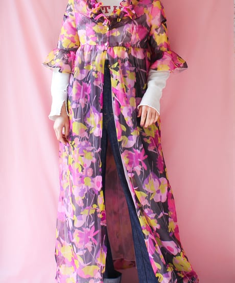 【tiny yearn】1970‘s Art Glow Sheer Night Gown