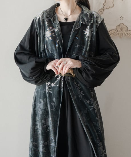 【Seek an nur】floral metallic sheer gown