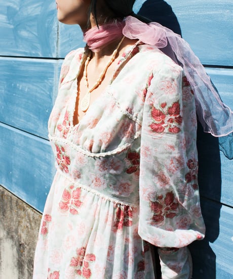 【Seek an nur】1970's Flower Sheer Maxi Dress
