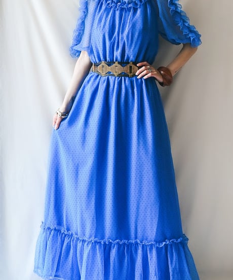 【Seek an nur】Euro Frill Dot Sheer Maxi Dress