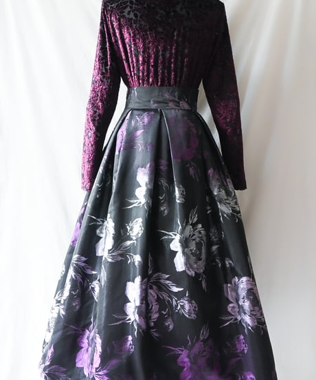 【Seek an nur】Euro Floral Satin Skirt