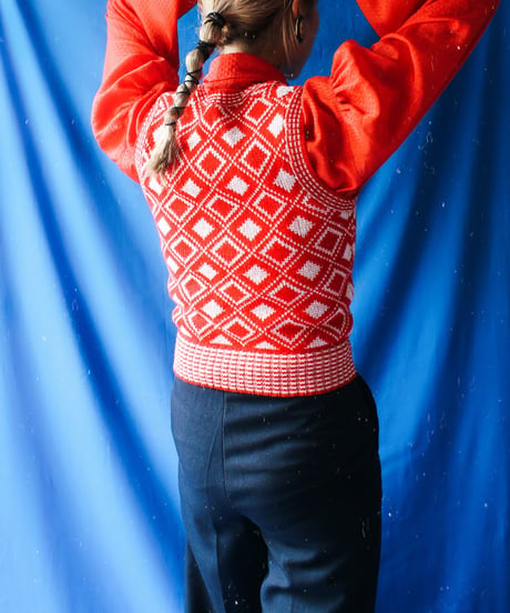 【tiny yearn】Vintage France Jacquard Knit Vest