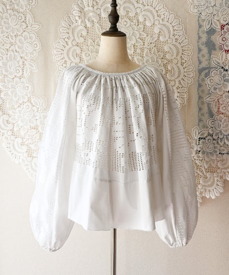 【Seek an nur】Romanian Vintage Crochet Folk Blouse