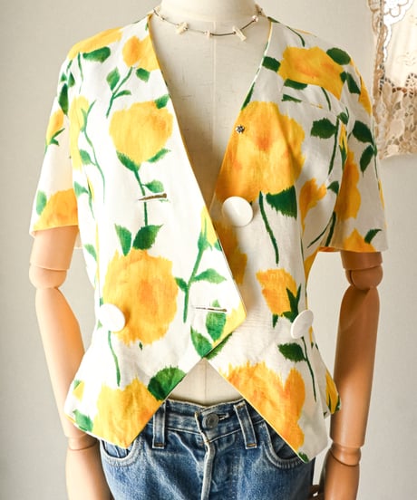 【curoam】French floral art blouse