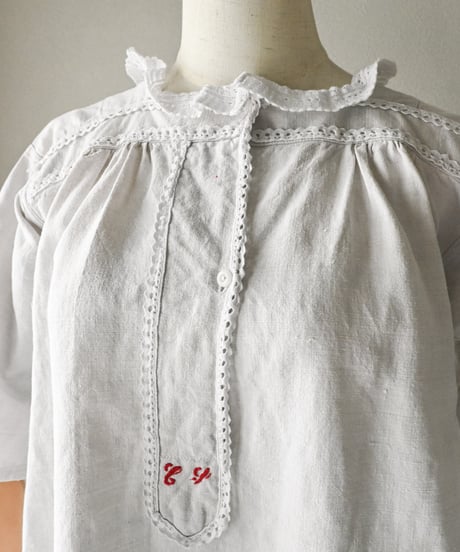 【Seek an nur】1890-1910's French antique linen smock