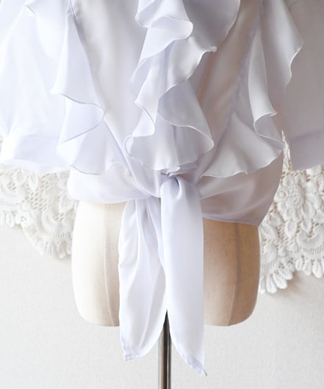 【Seek an nur】Euro Frill White Tie Blouse