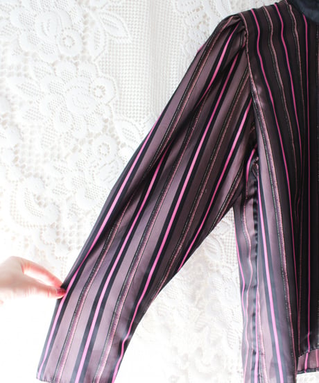 【Seek an nur】Euro Metallic Multi Stripe Blouse