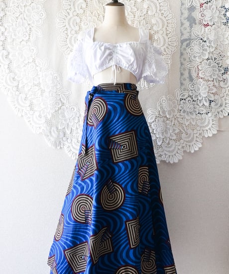 【tiny yearn】African Batik Wrap Flare Skirt
