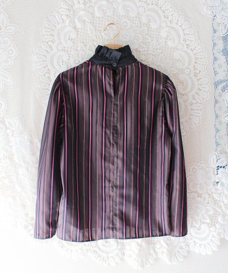 【Seek an nur】Euro Metallic Multi Stripe Blouse