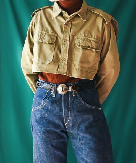【Seek an nur】Greece Military Cropped Shirt/Khaki