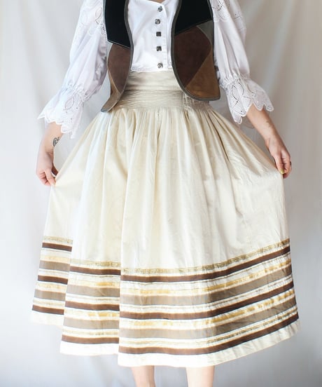 【Seek an nur】Euro Ribbon Cotton Wrap Skirt