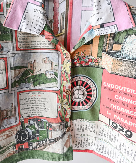 【curoam】Vintage tea towel patchwork shirt