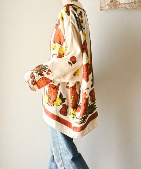 【curoam】Vintage fabric linen over jacket