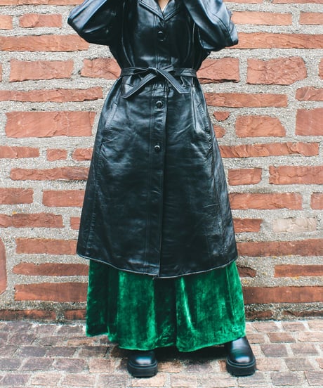 【Seek an nur】Black Mongolia Leather Long Coat