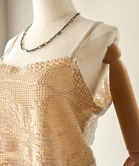 【Seek an nur】Vintage crochet patchwork cami
