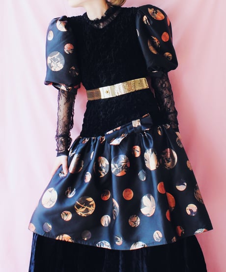 【tiny yearn】Germany Velours Shirring Dot Dress