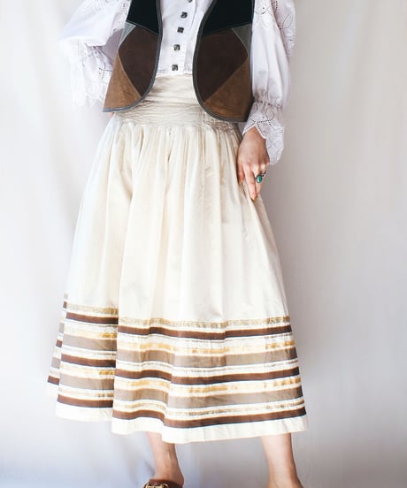【Seek an nur】Euro Ribbon Cotton Wrap Skirt