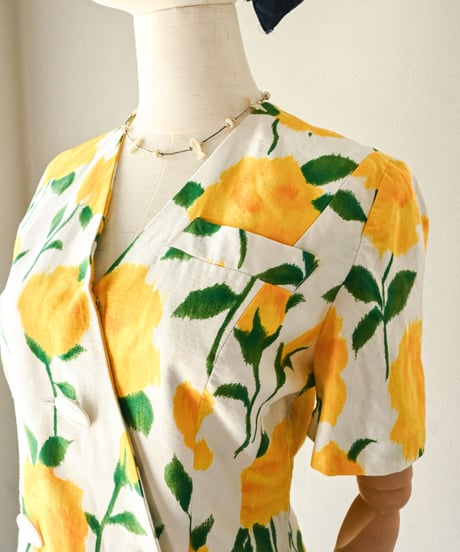 【curoam】French floral art blouse