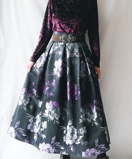 【Seek an nur】Euro Floral Satin Skirt