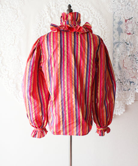 【tiny yearn】Italy Mulch Stripe Frill Design Blouse