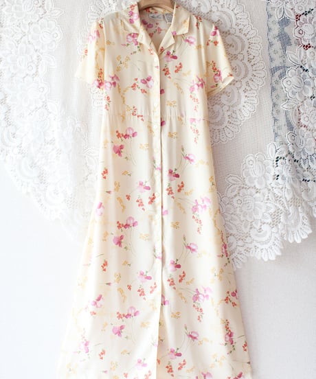 【Seek an nur】Watercolor Floral Shirt Maxi Dress