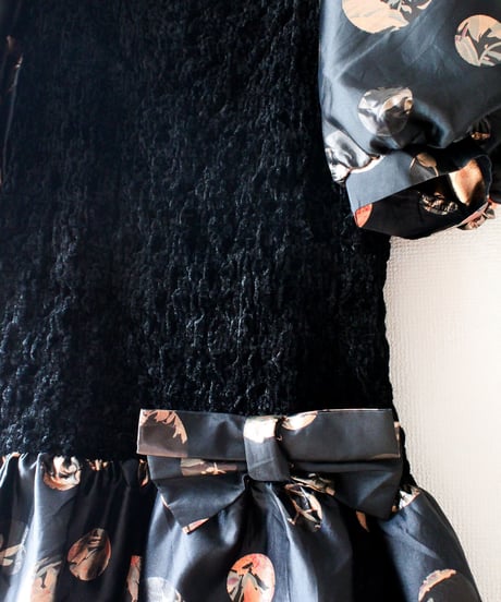 【tiny yearn】Germany Velours Shirring Dot Dress